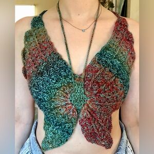 Hand made crochet butterfly halter top